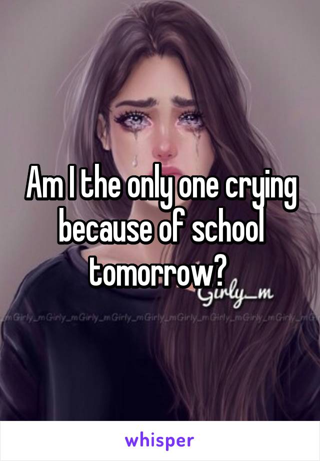 Am I the only one crying because of school tomorrow? 