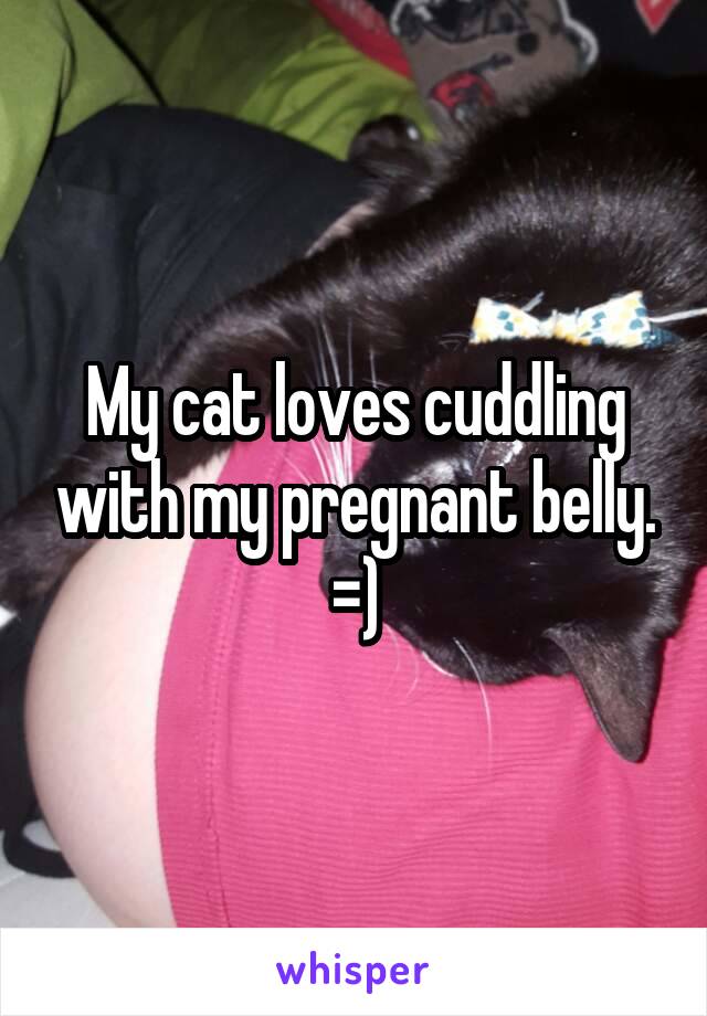 My cat loves cuddling with my pregnant belly. =)