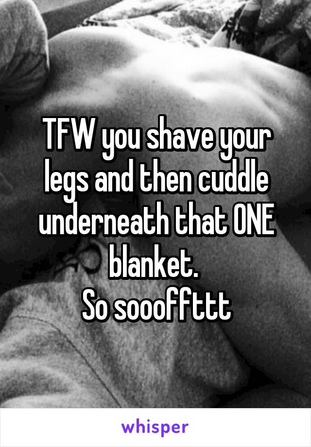 TFW you shave your legs and then cuddle underneath that ONE blanket. 
So soooffttt