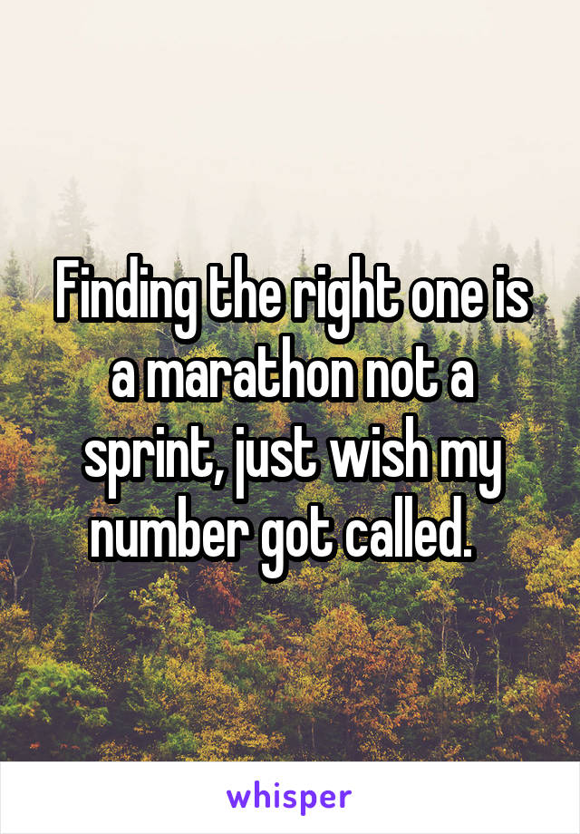 Finding the right one is a marathon not a sprint, just wish my number got called.  