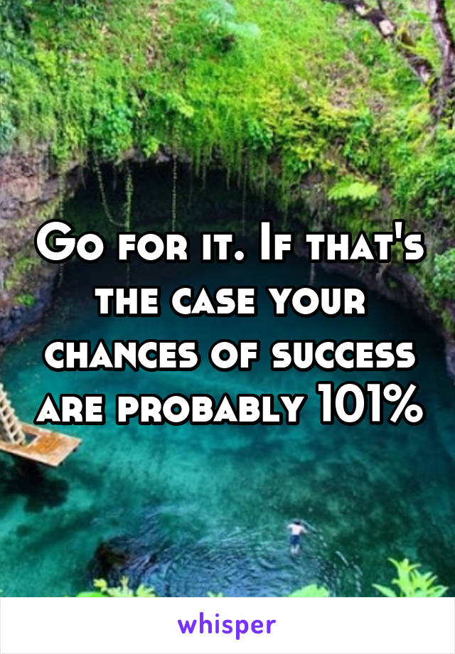 Go for it. If that's the case your chances of success are probably 101%