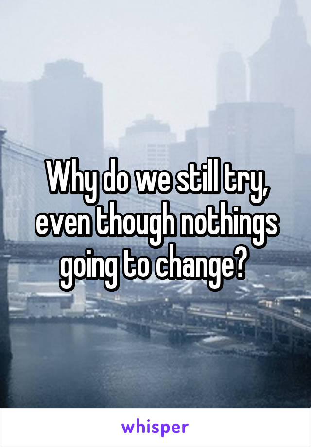 Why do we still try, even though nothings going to change? 