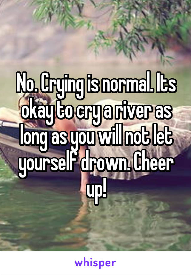 No. Crying is normal. Its okay to cry a river as long as you will not let yourself drown. Cheer up!