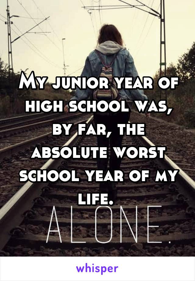 My junior year of high school was, by far, the absolute worst school year of my life. 