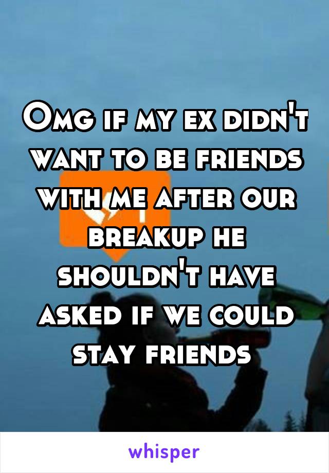 Omg if my ex didn't want to be friends with me after our breakup he shouldn't have asked if we could stay friends 