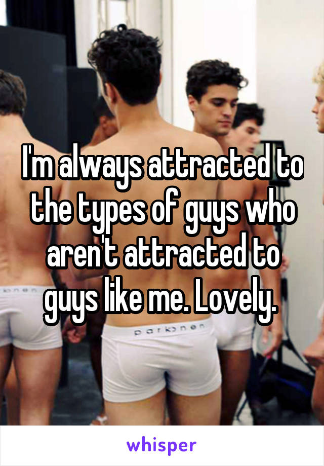 I'm always attracted to the types of guys who aren't attracted to guys like me. Lovely. 