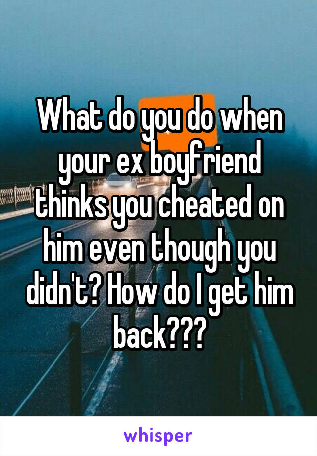 What do you do when your ex boyfriend thinks you cheated on him even though you didn't? How do I get him back???