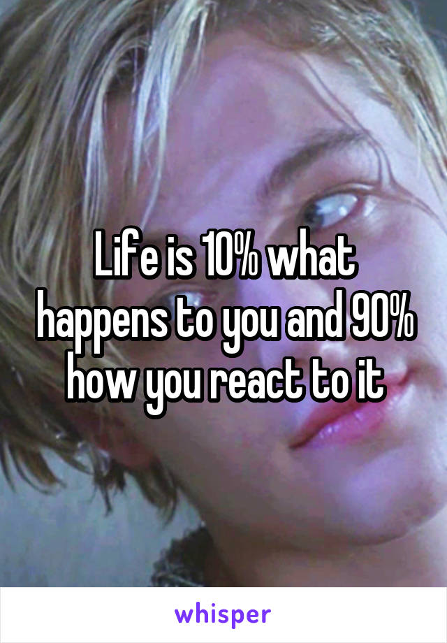 Life is 10% what happens to you and 90% how you react to it