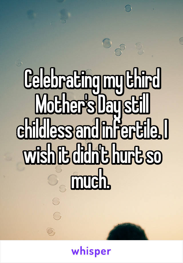 Celebrating my third Mother's Day still childless and infertile. I wish it didn't hurt so much. 