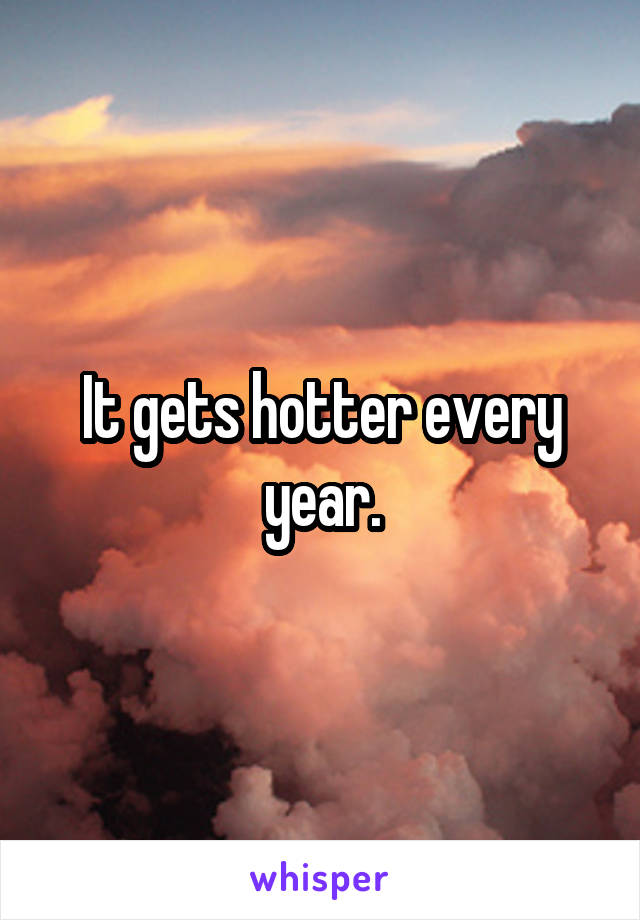 It gets hotter every year.