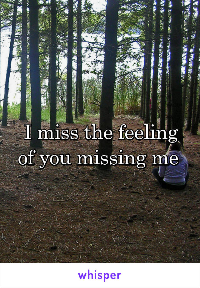 I miss the feeling of you missing me 