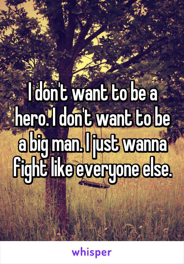 I don't want to be a hero. I don't want to be a big man. I just wanna fight like everyone else.