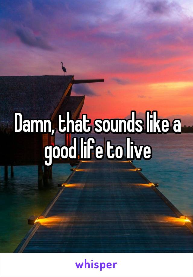 Damn, that sounds like a good life to live