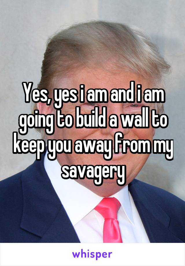 Yes, yes i am and i am going to build a wall to keep you away from my savagery