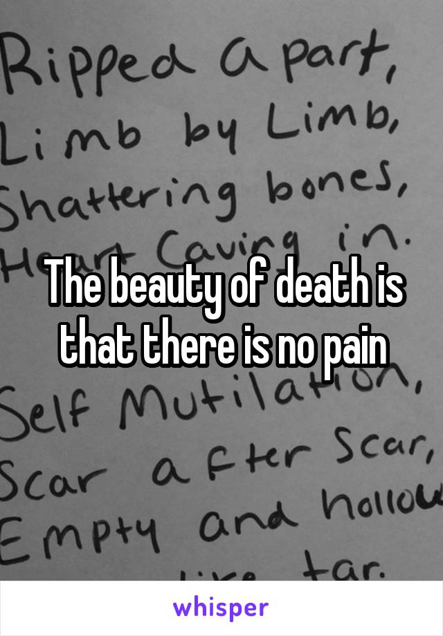 The beauty of death is that there is no pain