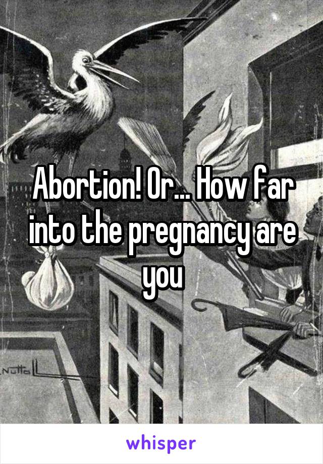 Abortion! Or... How far into the pregnancy are you