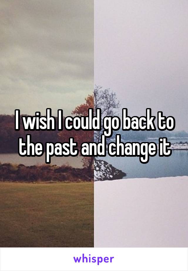 I wish I could go back to the past and change it