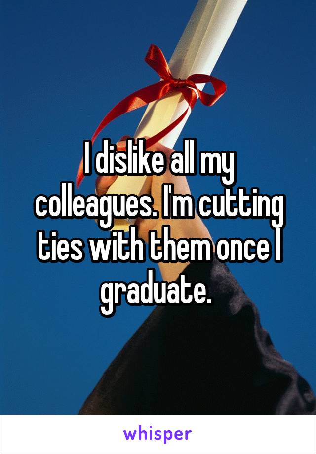 I dislike all my colleagues. I'm cutting ties with them once I graduate. 