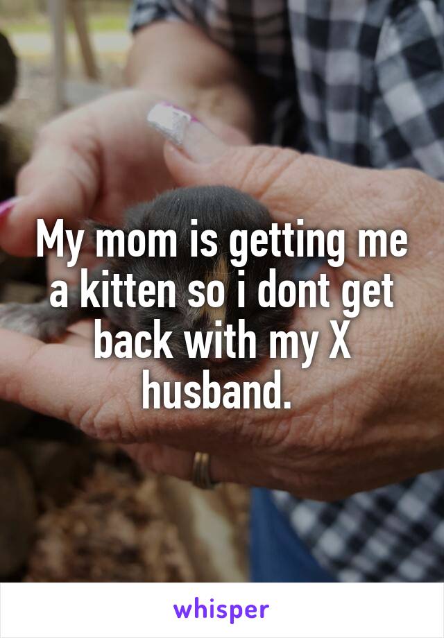 My mom is getting me a kitten so i dont get back with my X husband. 