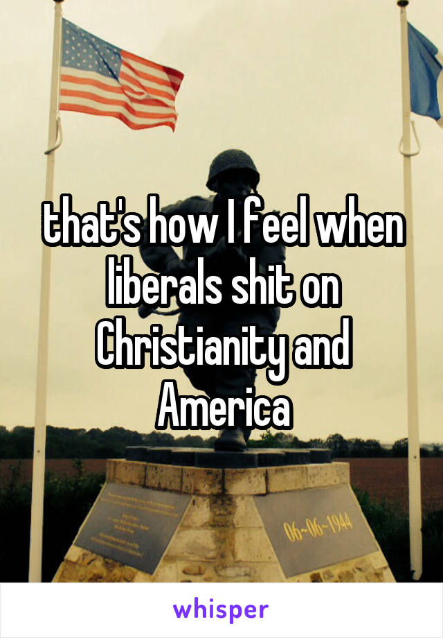 that's how I feel when liberals shit on Christianity and America