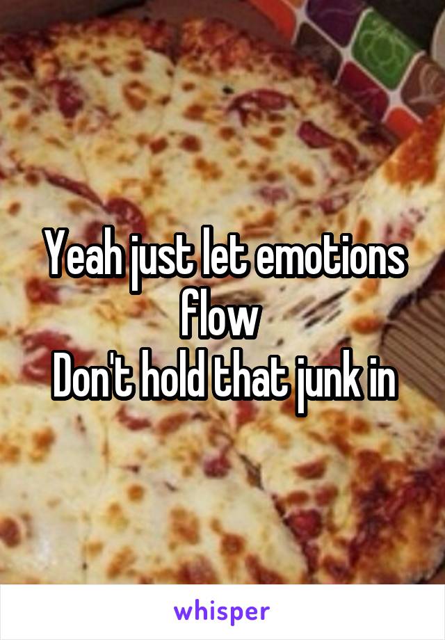 Yeah just let emotions flow 
Don't hold that junk in