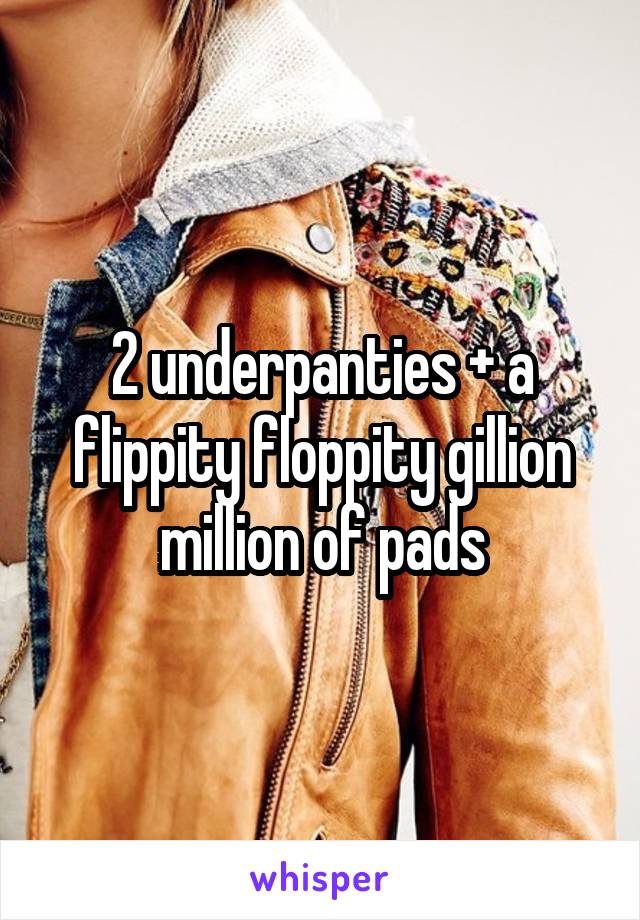 2 underpanties + a flippity floppity gillion million of pads