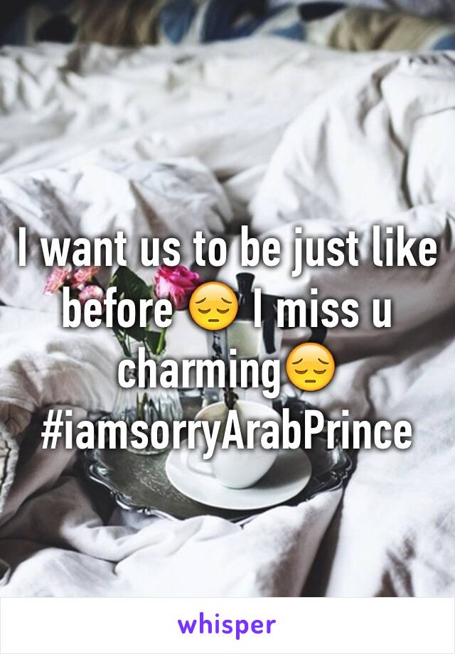 I want us to be just like before 😔 I miss u charming😔 
#iamsorryArabPrince