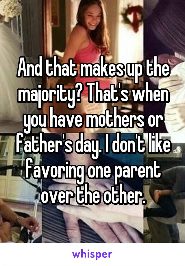 And that makes up the majority? That's when you have mothers or father's day. I don't like favoring one parent over the other.