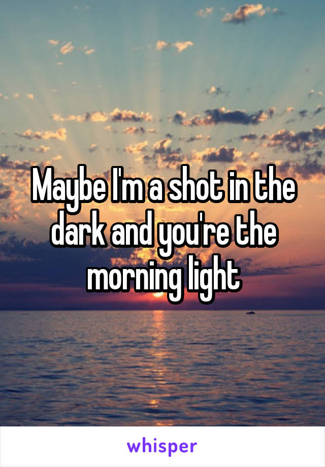 Maybe I'm a shot in the dark and you're the morning light