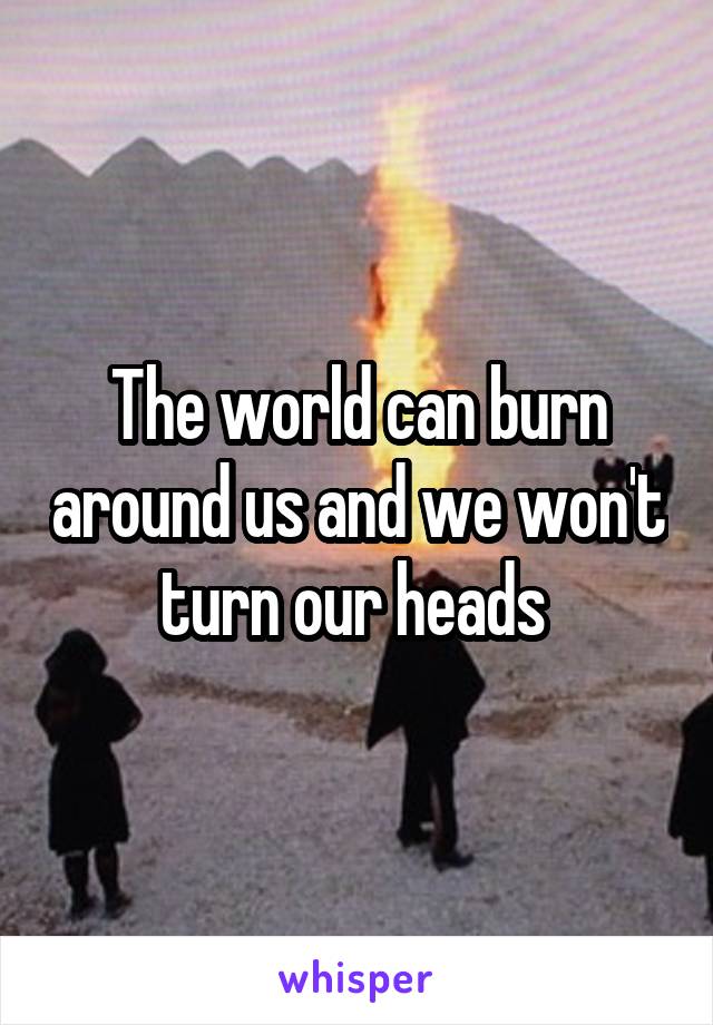 The world can burn around us and we won't turn our heads 