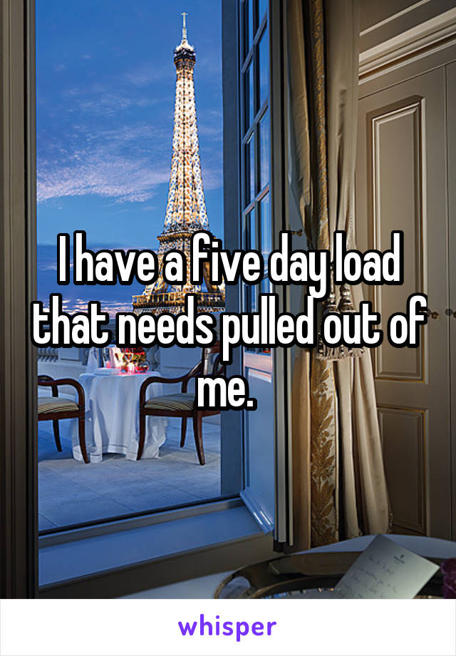 I have a five day load that needs pulled out of me. 