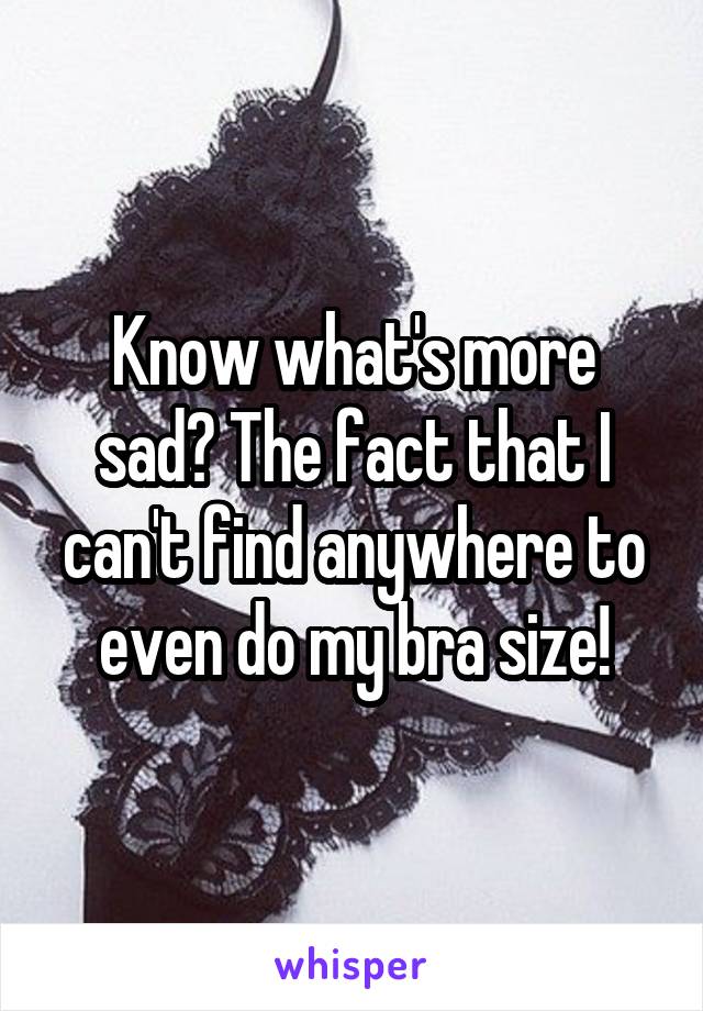 Know what's more sad? The fact that I can't find anywhere to even do my bra size!