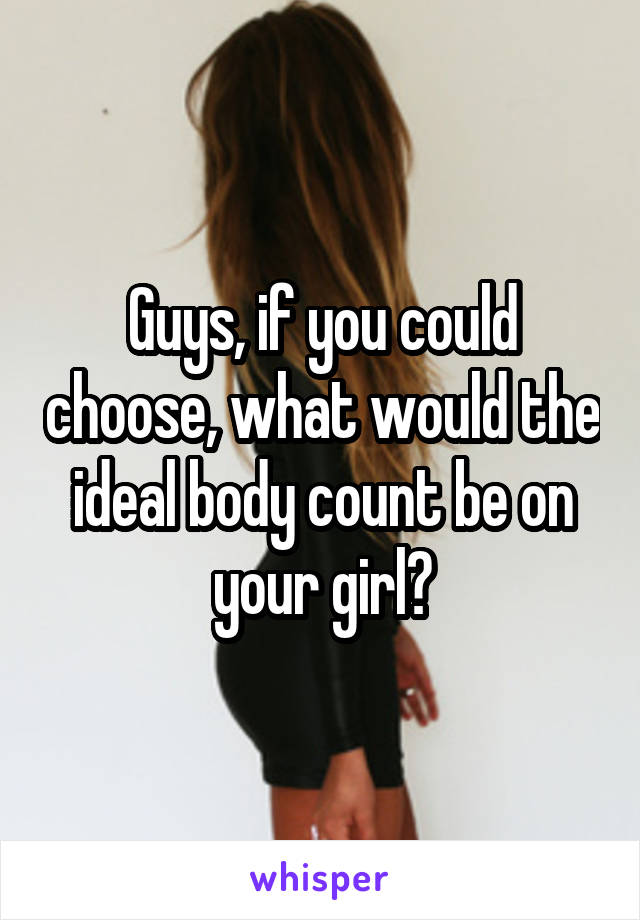 Guys, if you could choose, what would the ideal body count be on your girl?