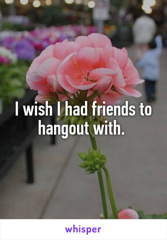 I wish I had friends to hangout with. 