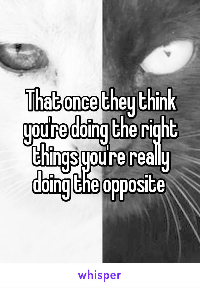 That once they think you're doing the right things you're really doing the opposite 