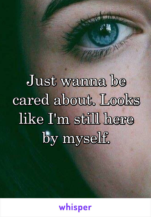 Just wanna be cared about. Looks like I'm still here by myself.