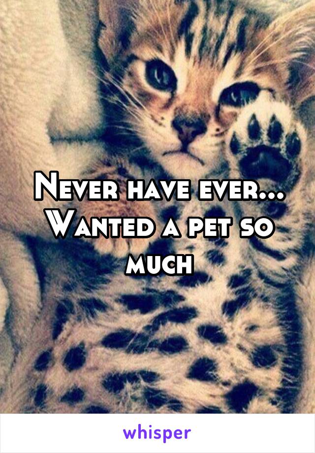 Never have ever... Wanted a pet so much