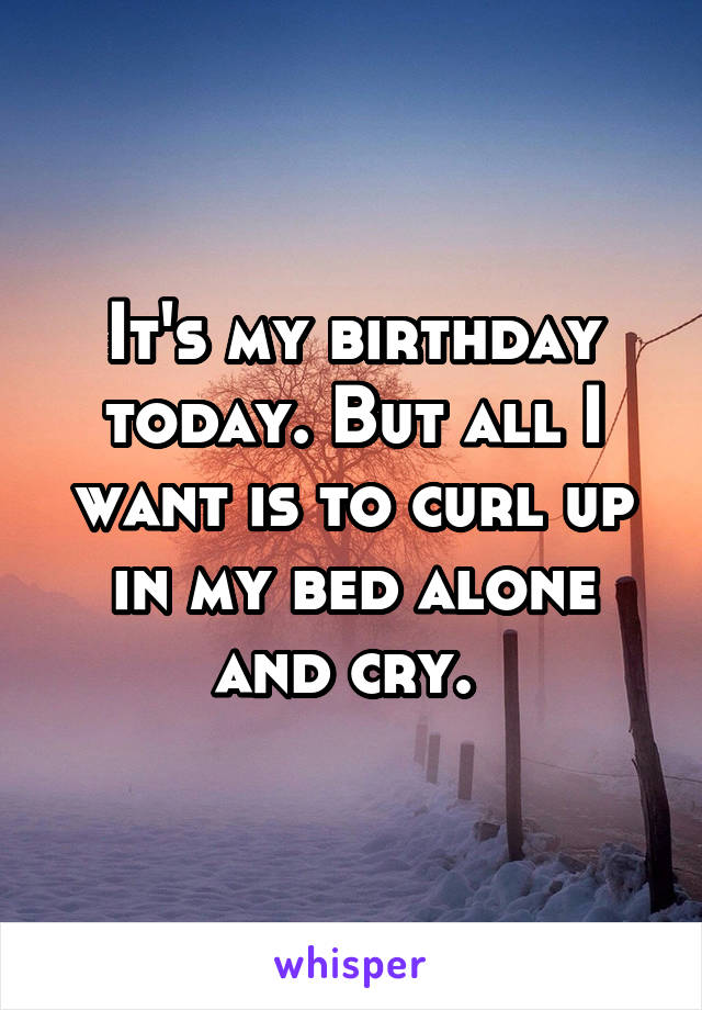 It's my birthday today. But all I want is to curl up in my bed alone and cry. 