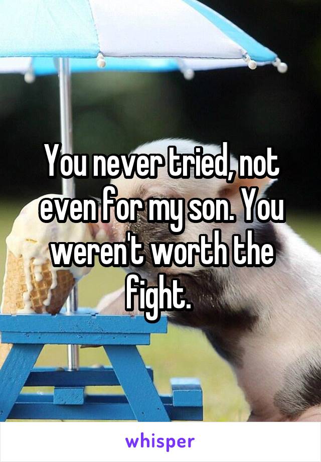 You never tried, not even for my son. You weren't worth the fight. 