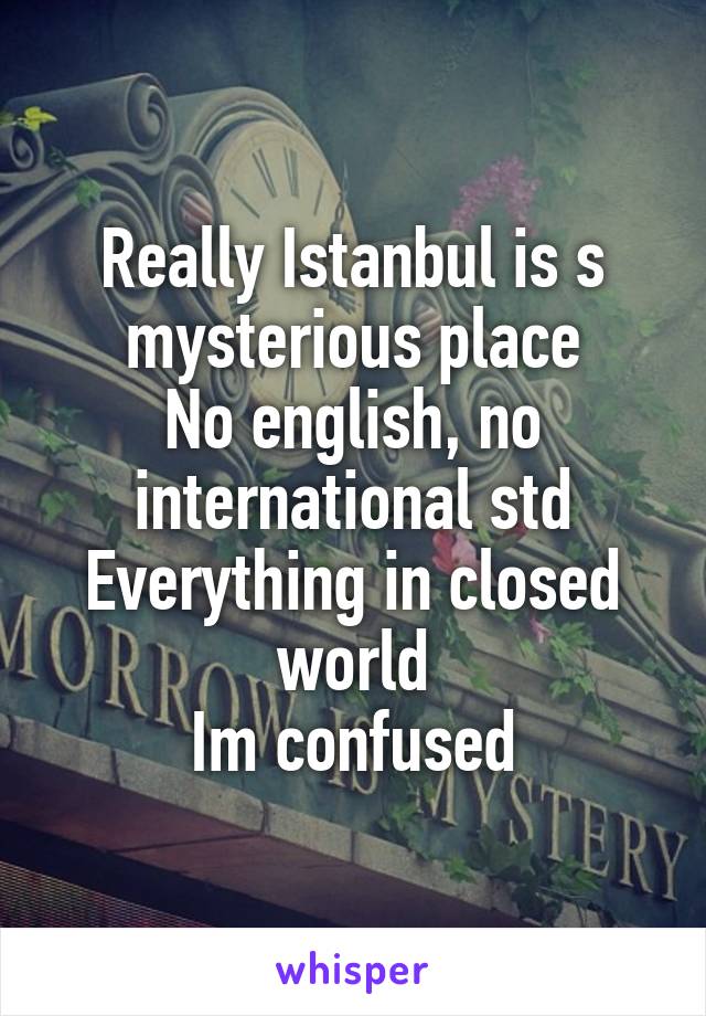 Really Istanbul is s mysterious place
No english, no international std
Everything in closed world
Im confused