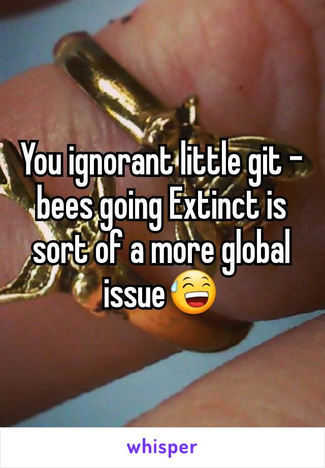 You ignorant little git - bees going Extinct is sort of a more global issue😅