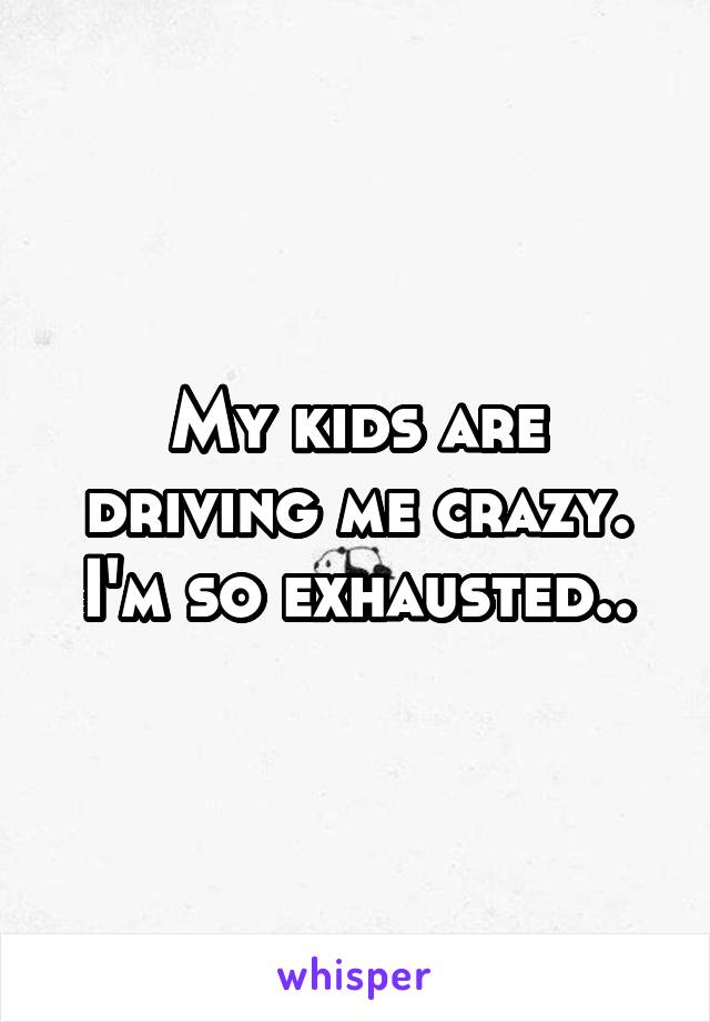 My kids are driving me crazy. I'm so exhausted..