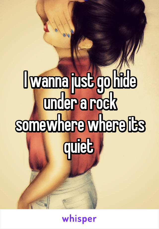 I wanna just go hide under a rock somewhere where its quiet 