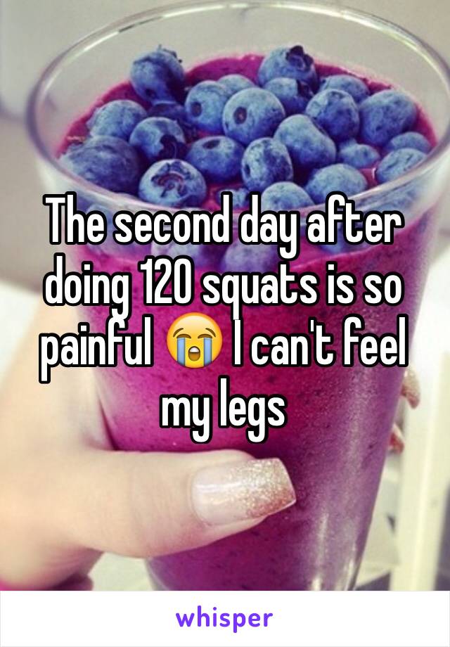 The second day after doing 120 squats is so painful 😭 I can't feel my legs 