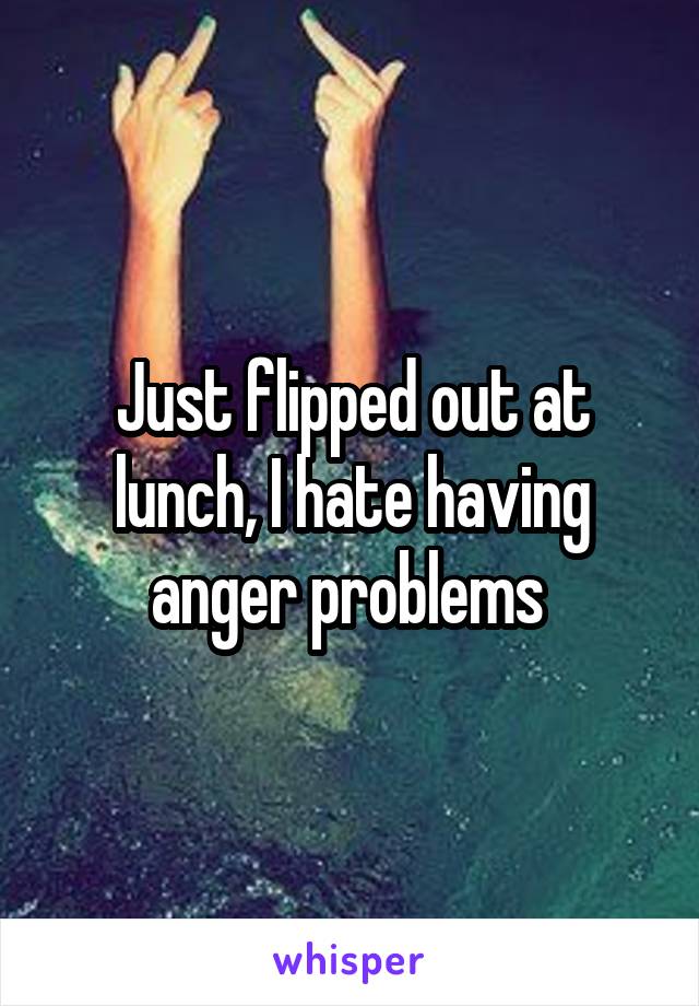 Just flipped out at lunch, I hate having anger problems 