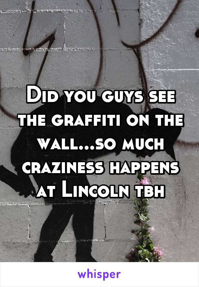 Did you guys see the graffiti on the wall...so much craziness happens at Lincoln tbh