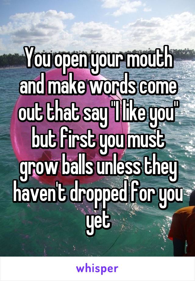 You open your mouth and make words come out that say "I like you" but first you must grow balls unless they haven't dropped for you yet