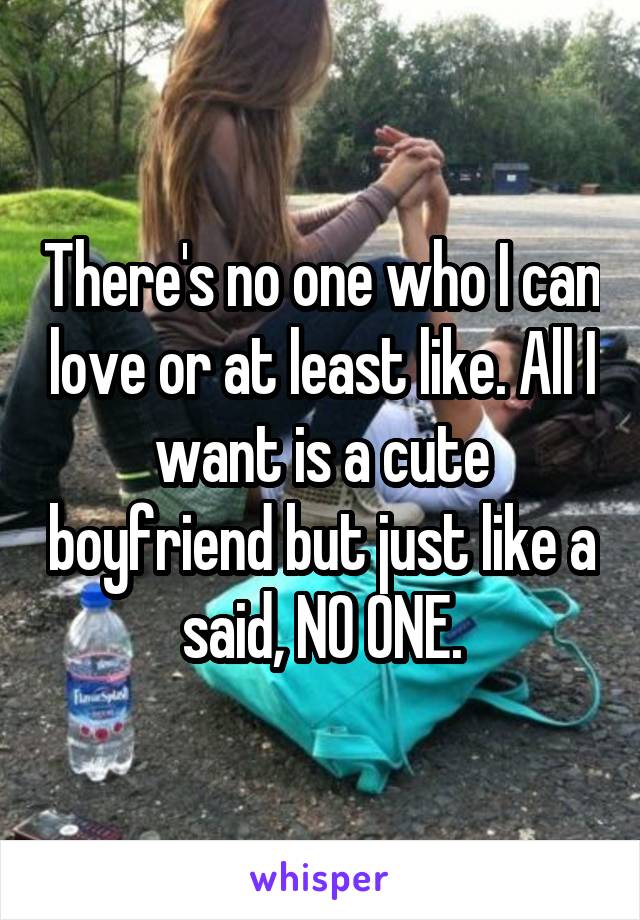 There's no one who I can love or at least like. All I want is a cute boyfriend but just like a said, NO ONE.