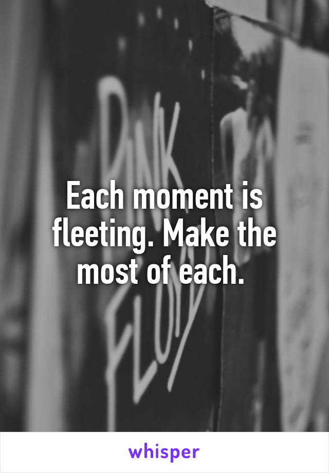 Each moment is fleeting. Make the most of each. 