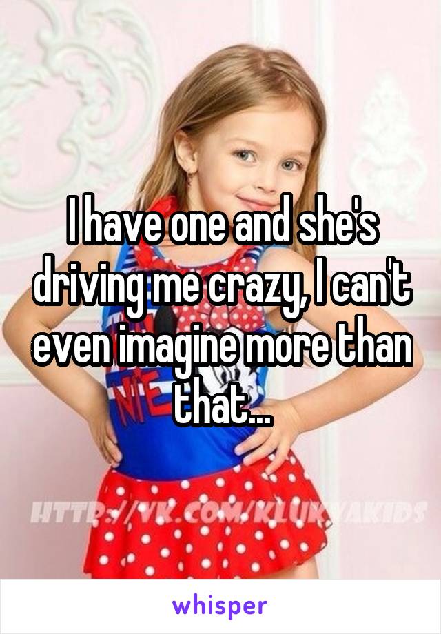 I have one and she's driving me crazy, I can't even imagine more than that...